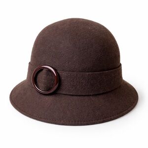 August Brown Wool Cloche Hat w/ Buckle | Vintage Style